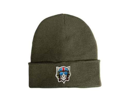 Czapka zimowa lotnicza - Aviation beanie hat - lotnictwo - militaria - aviation - zielona - green