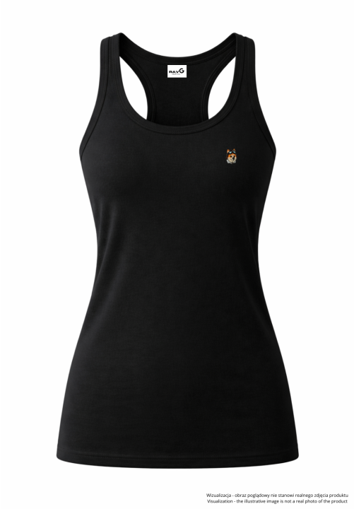 Minimalist aeronaut akita female tank top - Black.png